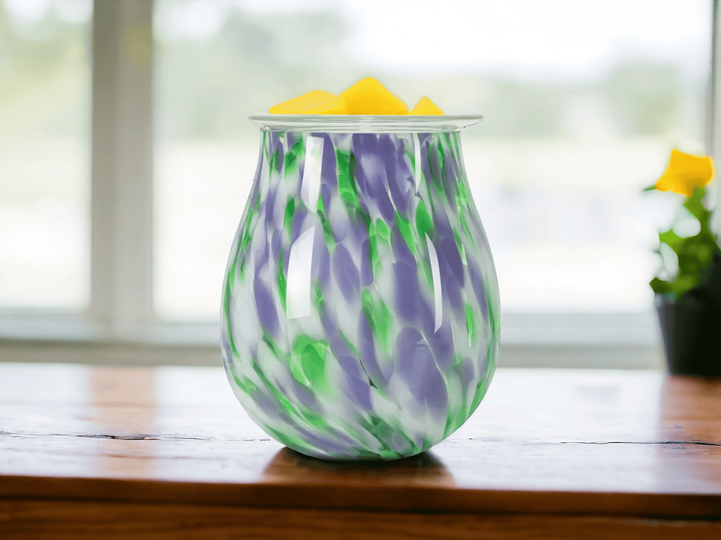 Glass Wax Melt Warmer Tulip-Green Purple - WaxettyGlass Wax Melt Warmer Tulip-Green PurpleWax Warmer