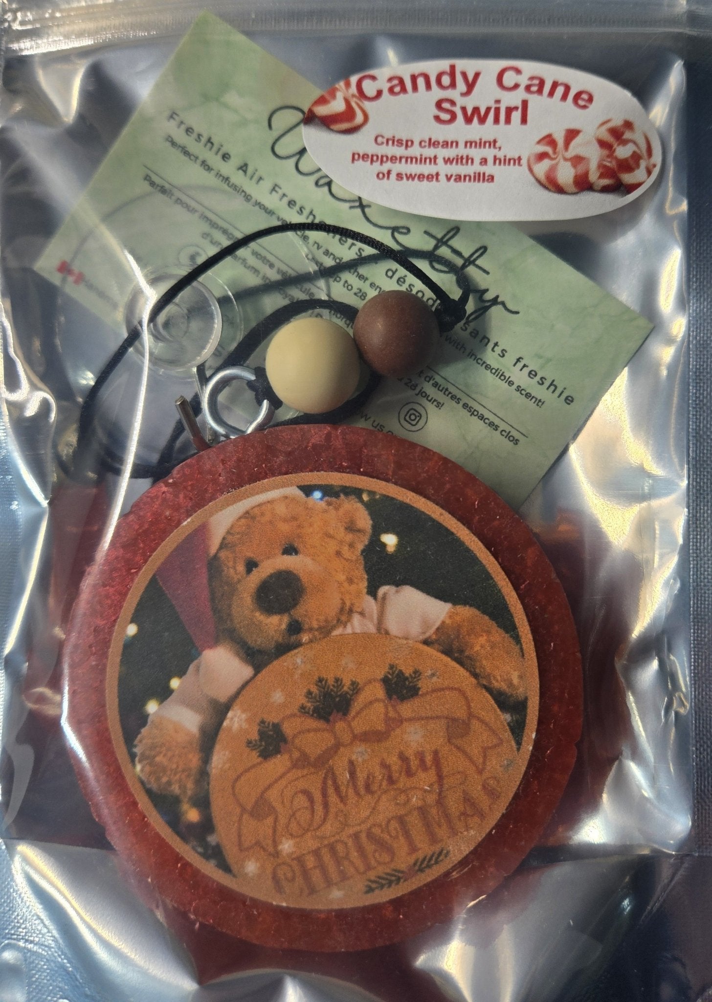 Candy Cane Swirl Christmas Bear - WaxettyCandy Cane Swirl Christmas BearAir Freshener