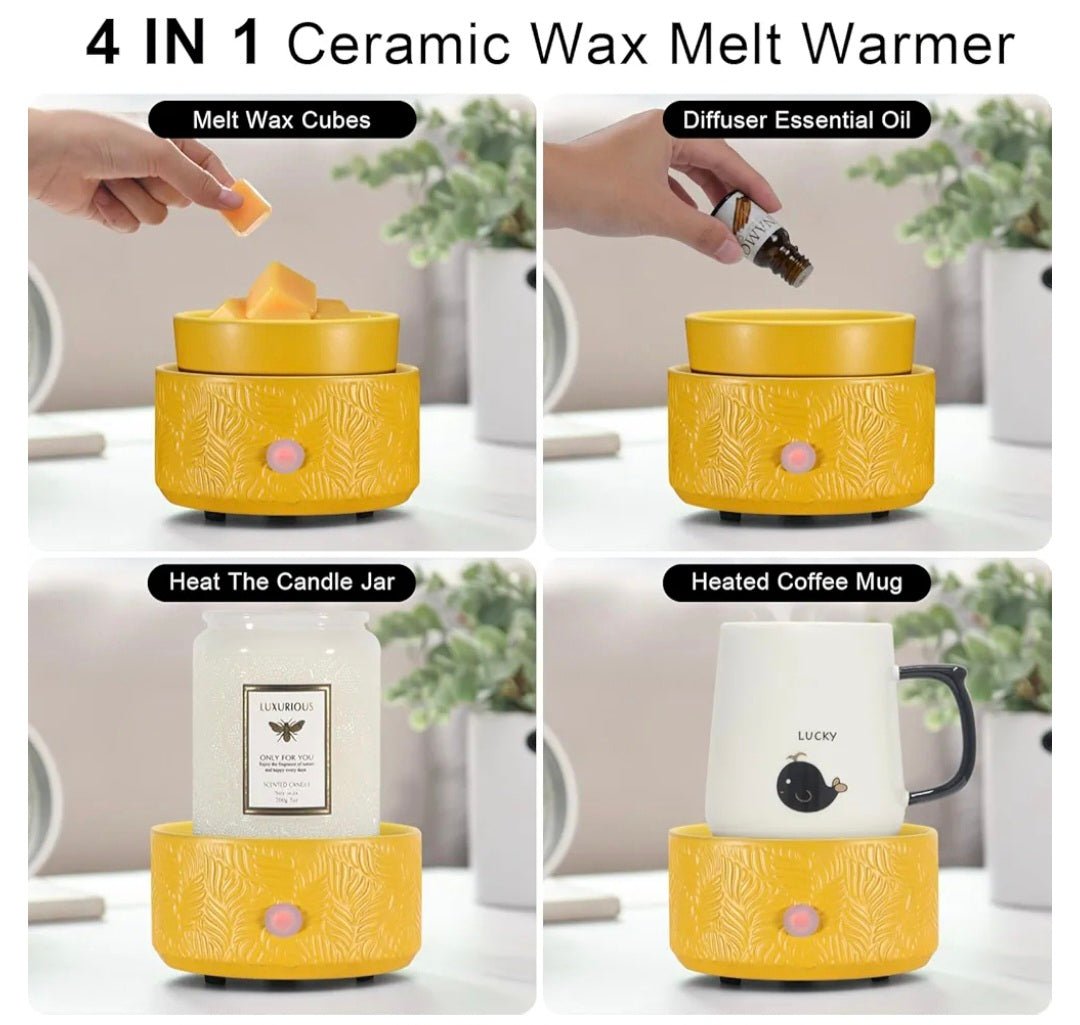 Ceramic Yellow Leaf 3 - in - 1 Wax Melt Warmer - WaxettyCeramic Yellow Leaf 3 - in - 1 Wax Melt WarmerWax Warmer
