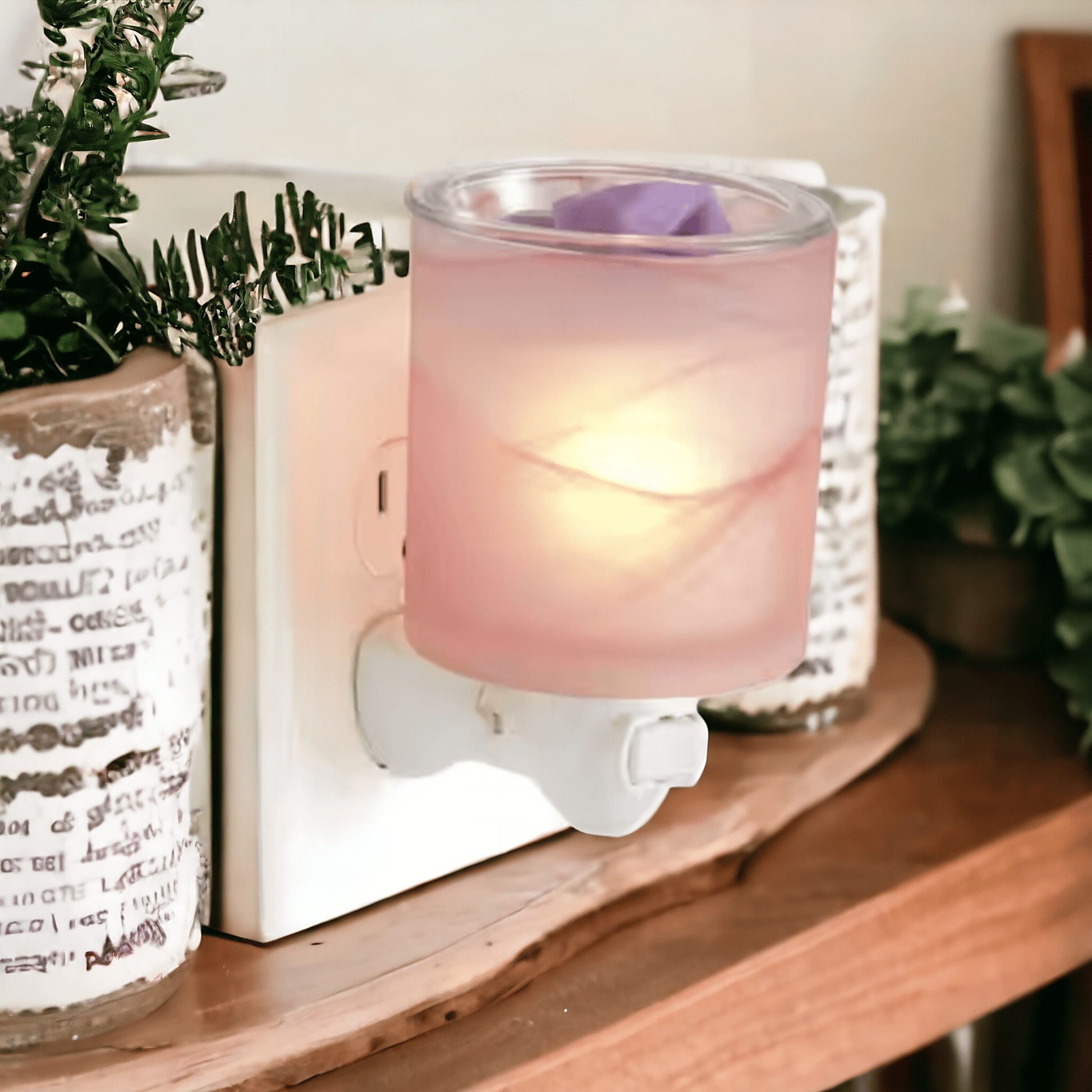 Frosted Pink Swirl Glass Wax Warmer - WaxettyFrosted Pink Swirl Glass Wax WarmerWax Warmer