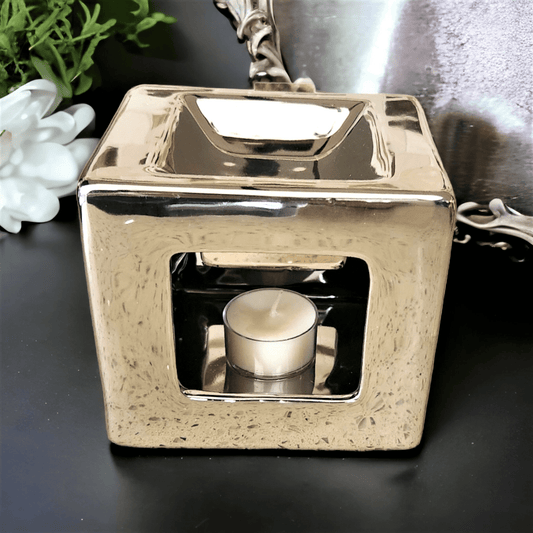 Cubic Ceramic Wax Melter - Chrome - WaxettyCubic Ceramic Wax Melter - ChromeWax Warmer