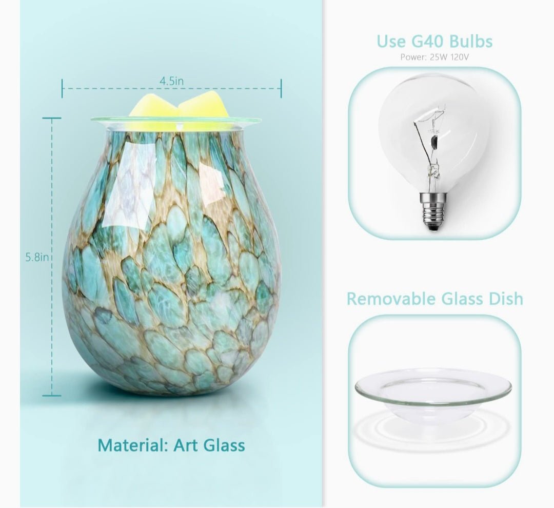 Glass Wax Melt Warmer Light Green - WaxettyGlass Wax Melt Warmer Light GreenWax Warmer