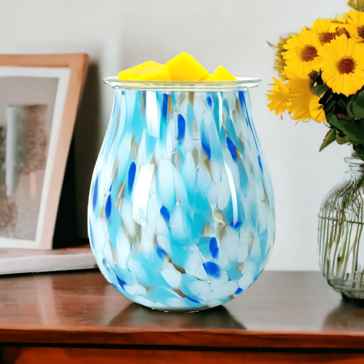 Glass Wax Melt Warmer Tulip-Blue - WaxettyGlass Wax Melt Warmer Tulip-BlueWax Warmer