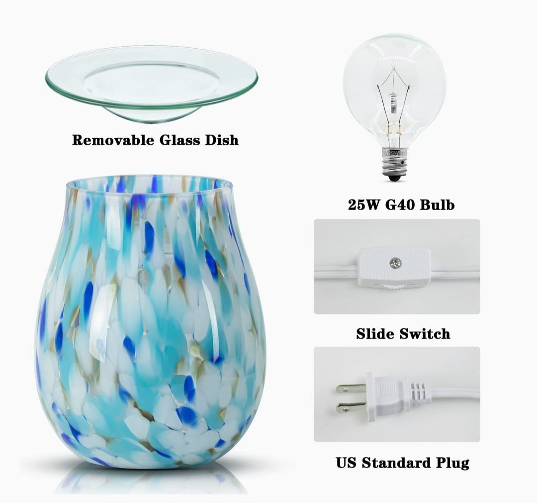 Glass Wax Melt Warmer Tulip-Blue - WaxettyGlass Wax Melt Warmer Tulip-BlueWax Warmer